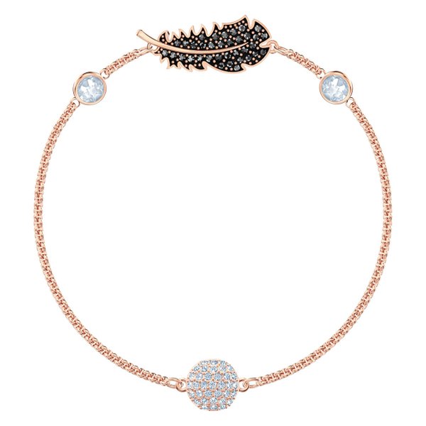 Swarovski Remix rozé karkötő fekete swarovski tollal 