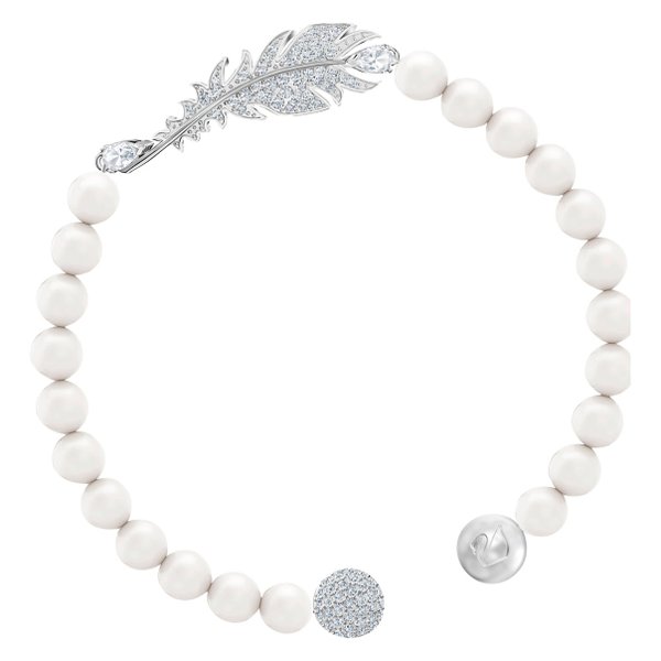 Swarovski Fehér gyöngy karkötő swarovski tollal 