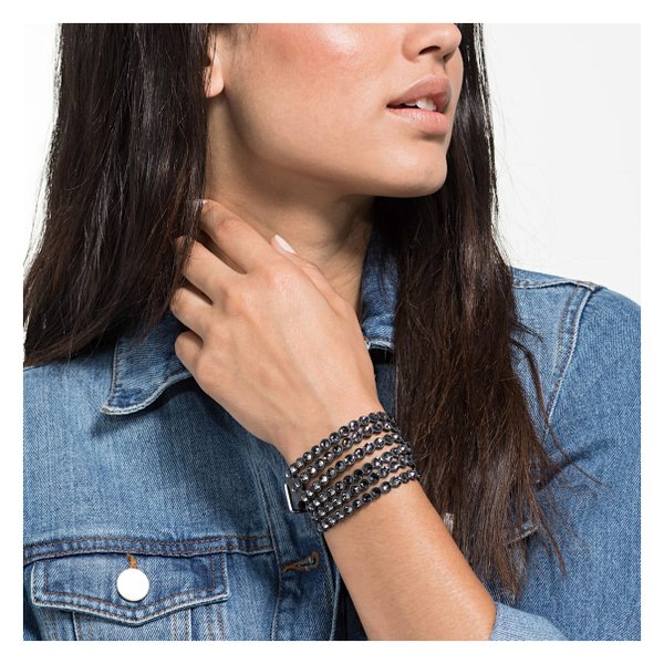 Swarovski Power szürke duplasoros textil karkötő 5512509
