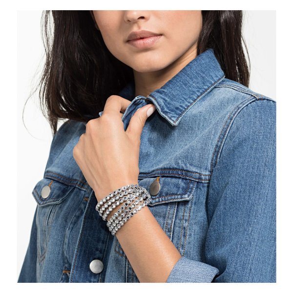 Swarovski Power ezüstszürke duplasoros textil karkötő 5511698