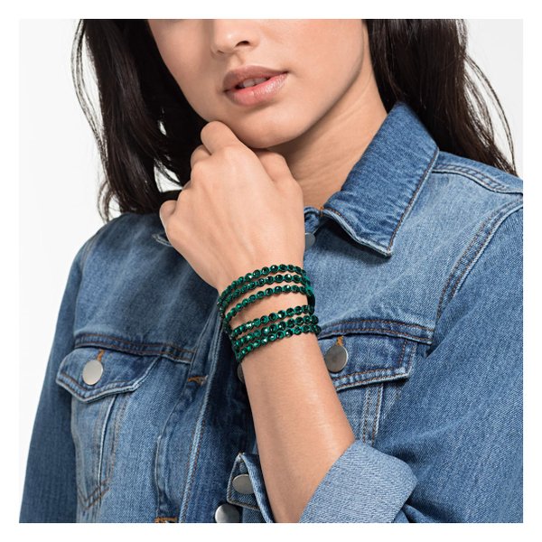 Swarovski Power zöld duplasoros textil karkötő 5511700