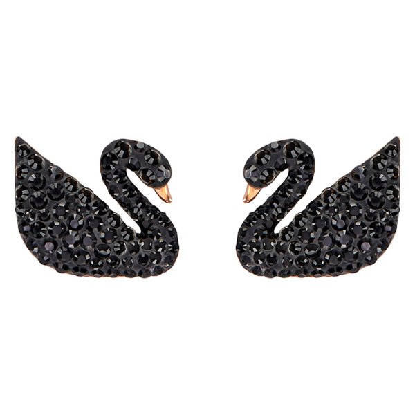 Swarovski Rozé fülbevaló gyönggyel fekete swarovski hattyúval 5193949