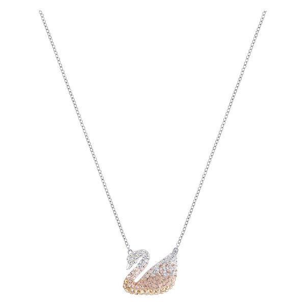 Swarovski Ezüst színű nyaklánc multicolor swarovski hattyúval 5215034