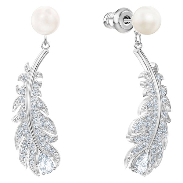Swarovski Gyöngy fülbevaló függő swarovski tollal 5496052