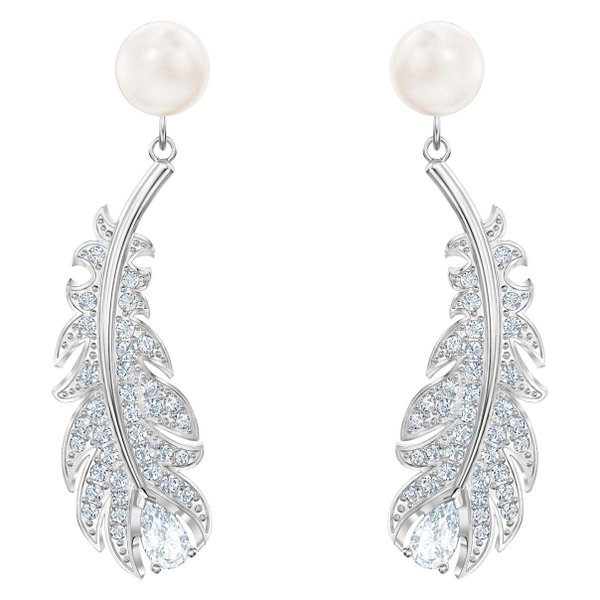 Swarovski Gyöngy fülbevaló függő swarovski tollal 5496052