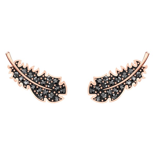 Swarovski Rozé fülbevaló fekete swarovski tollal 5509722