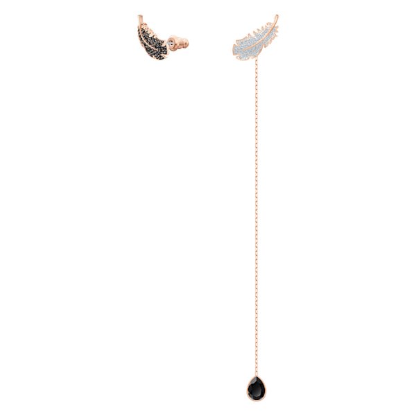 Swarovski Rozé fekete fehér függő fülbevaló swarovski tollal 5495373