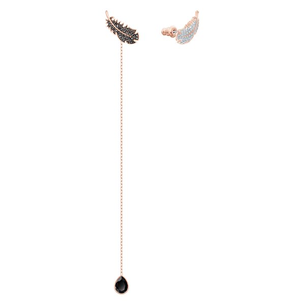 Swarovski Rozé fekete fehér függő fülbevaló swarovski tollal 5495373