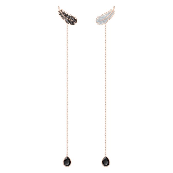 Swarovski Rozé fekete fehér függő fülbevaló swarovski tollal 5495373