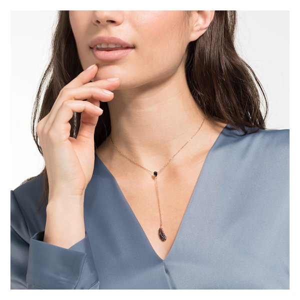 Swarovski Rozé Y nyaklánc fekete függő swarovski tollal 5495299