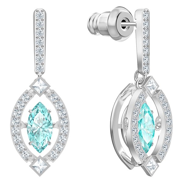 Swarovski Ezüst színű függő fülbevaló mozgó vízkék swarovski kristállyal 5485723