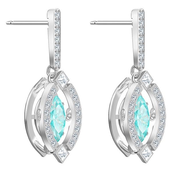 Swarovski Ezüst színű függő fülbevaló mozgó vízkék swarovski kristállyal 5485723