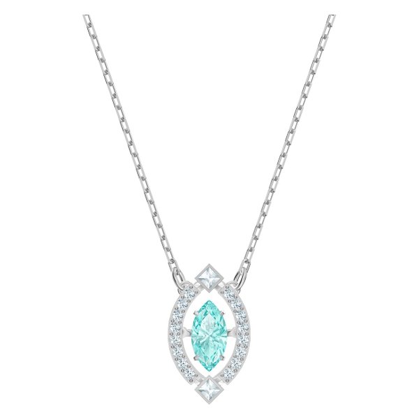 Swarovski Ezüst színű nyaklánc mozgó vízkék swarovski kristállyal 5485721