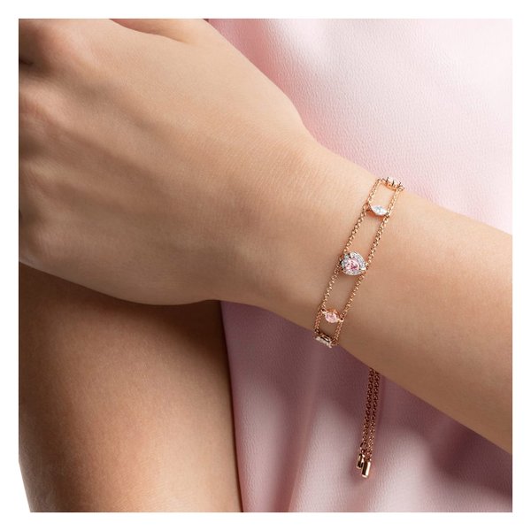 Swarovski Rozé dupla karkötő rózsaszín swarovski szívvel 5446304