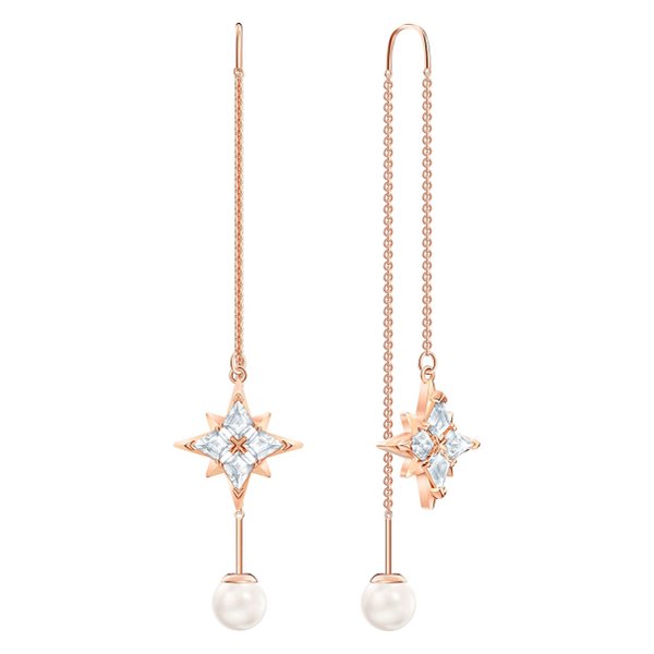 Swarovski Rozé függő gyöngy fülbevaló swarovski csillaggal 5494344