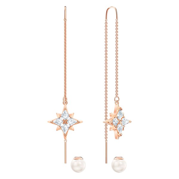 Swarovski Rozé függő gyöngy fülbevaló swarovski csillaggal 5494344