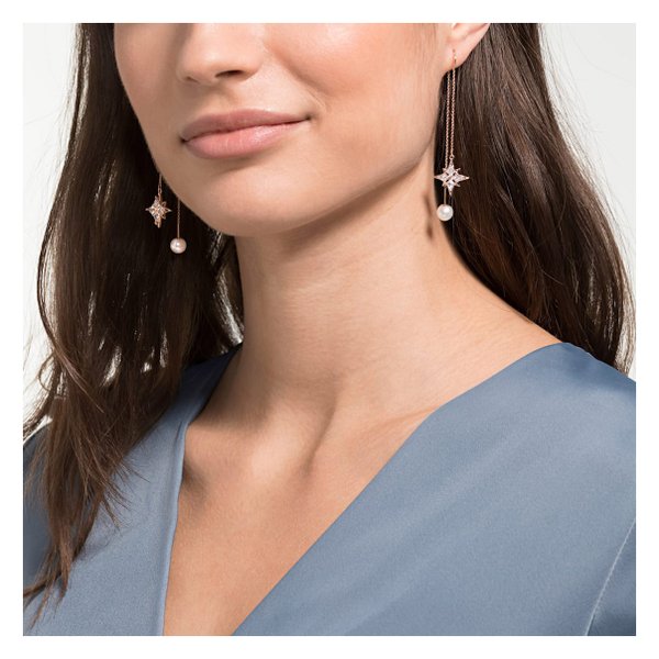 Swarovski Rozé függő gyöngy fülbevaló swarovski csillaggal 5494344