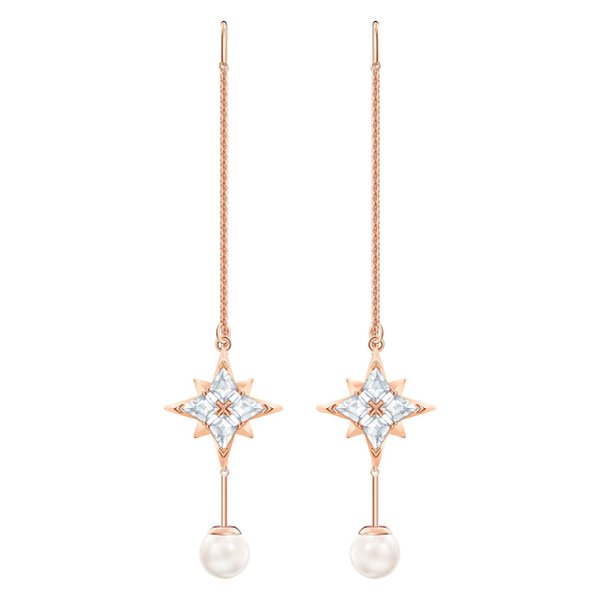 Swarovski Rozé függő gyöngy fülbevaló swarovski csillaggal 5494344