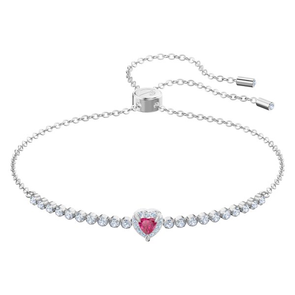 Swarovski Ezüst színű karkötő pink swarovski szívvel 5456813