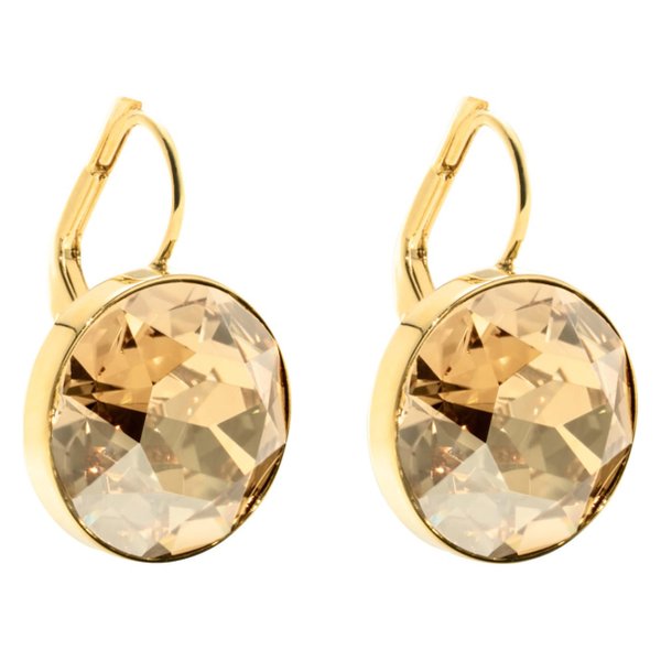 Swarovski Bella arany színű fülbevaló nagy barna swarovski kristállyal 901640