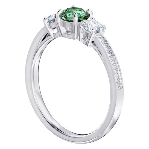 Swarovski Attract Trilogy ezüst színű gyűrű zöld swarovski kristállyal 