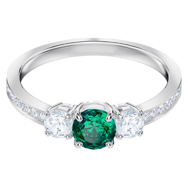 Swarovski Attract Trilogy ezüst színű gyűrű zöld swarovski kristállyal 