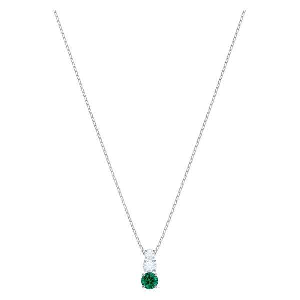 Swarovski Attract Trilogy ezüst színű nyaklánc zöld swarovski kristállyal 5416153
