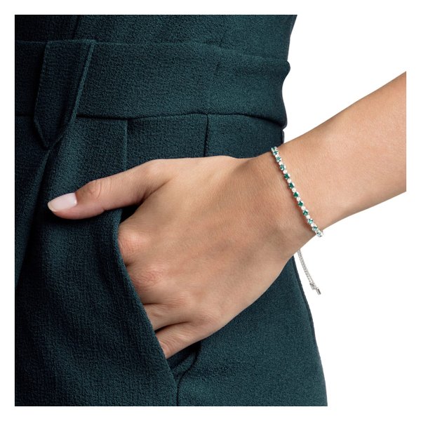 Swarovski Subtle ezüst színű karkötő zöld swarovski kristályokkal 5465355