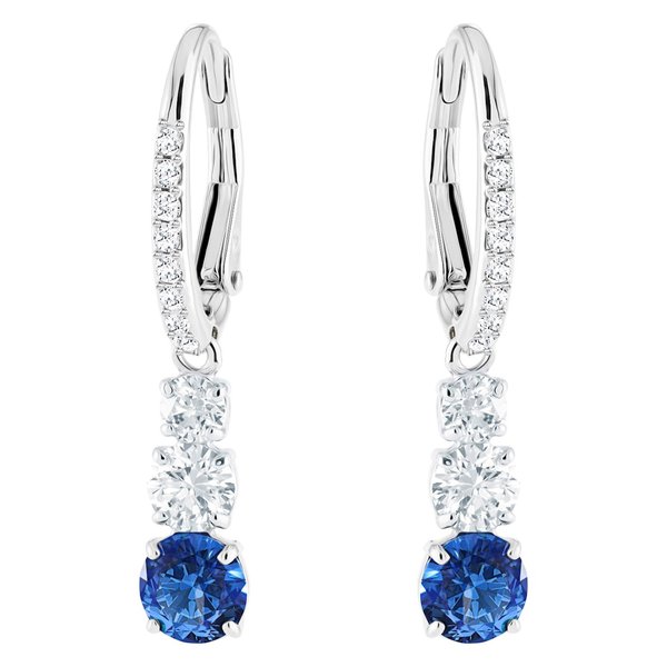 Swarovski Attract Trilogy ezüst színű függő fülbevaló kék swarovski kristállyal 5416154