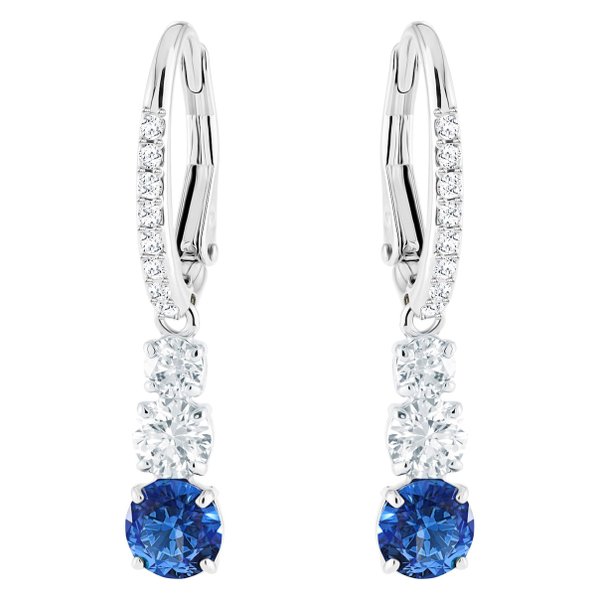 Swarovski Attract Trilogy ezüst színű függő fülbevaló kék swarovski kristállyal 5416154
