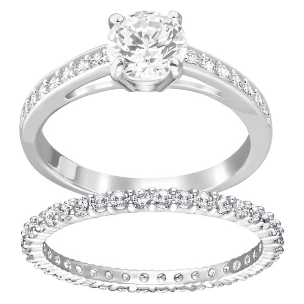 Swarovski Ezüst színű 2 részes gyűrű szett swarovski kristállyal 