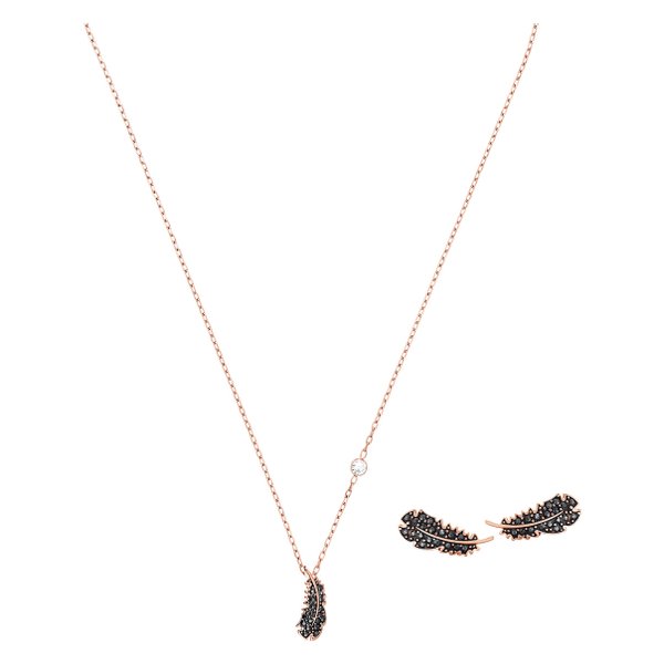 Swarovski Rozé ékszer szett fekete swarovski tollal 5506761