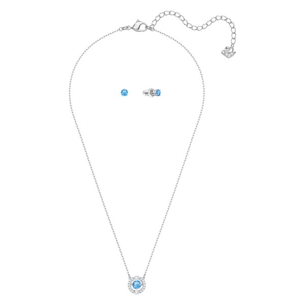 Swarovski Sparkling Dance ezüst színű ékszer szett mozgó kék swarovski kristállyal 5480485