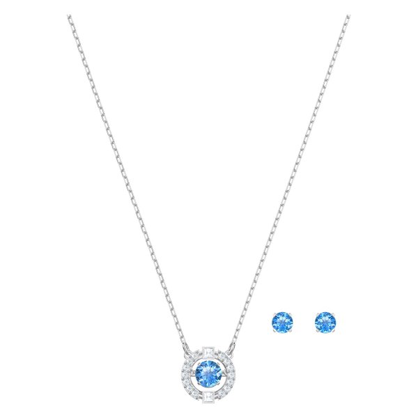 Swarovski Sparkling Dance ezüst színű ékszer szett mozgó kék swarovski kristállyal 5480485
