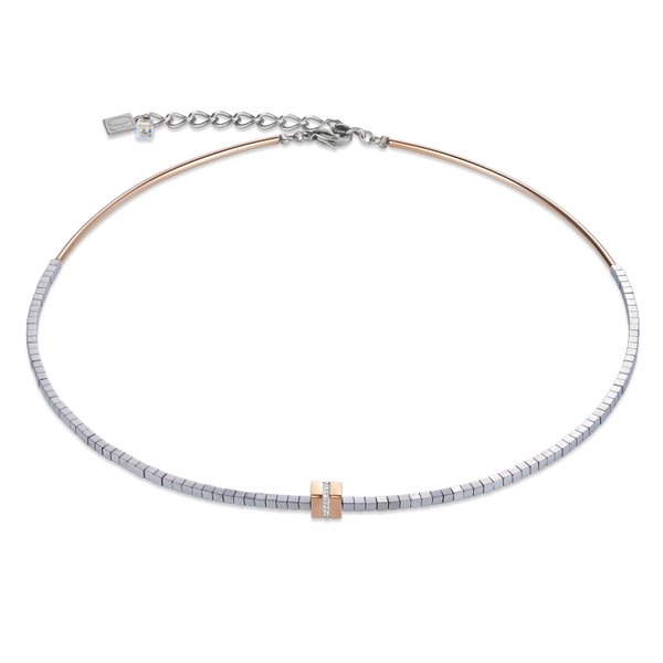 Coeur de Lion Ezüst hematit rozé nyaklánc swarovski kristállyal 4966/10-1631