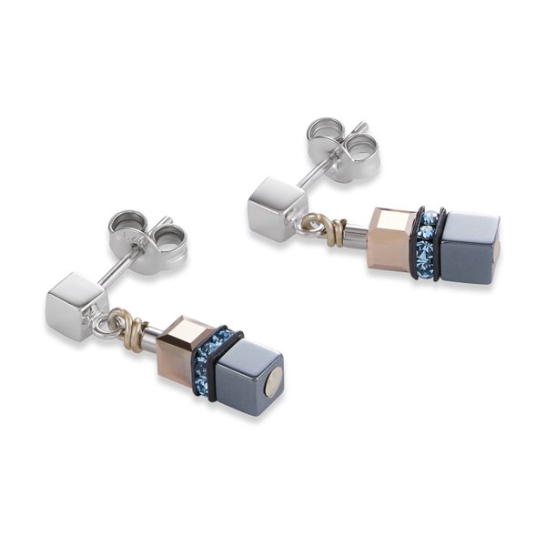 Coeur de Lion GeoCUBE rozé türkiz szürke fülbevaló 4977/21-0624