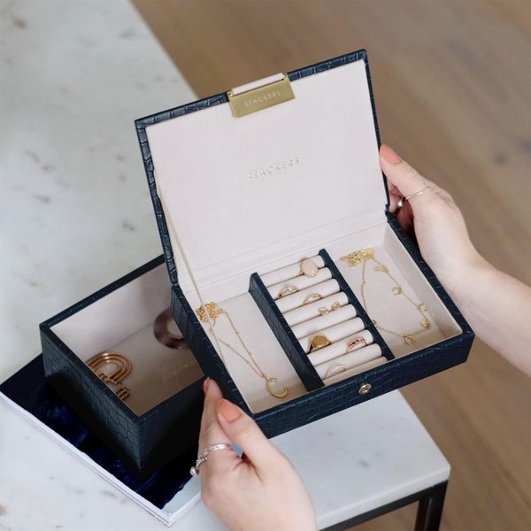 Stackers Sötétkék croc mini fedeles ékszerdoboz 74163