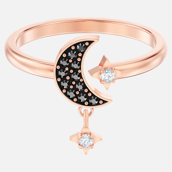 Swarovski Hold és csillag rozé gyűrű kék kristállyal 