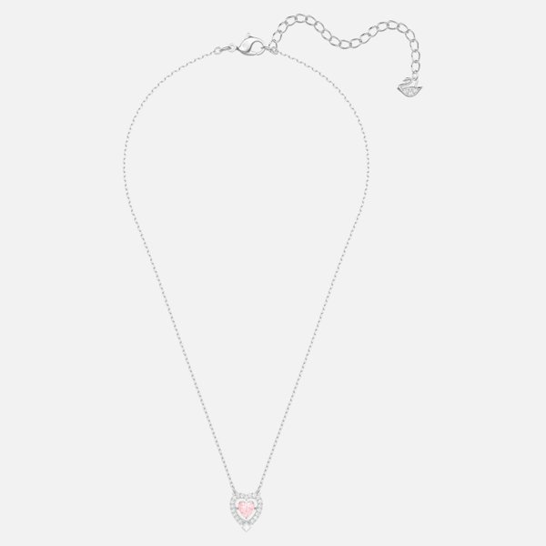 Swarovski Ezüst színű nyaklánc rózsaszín swarovski szívvel 5465284