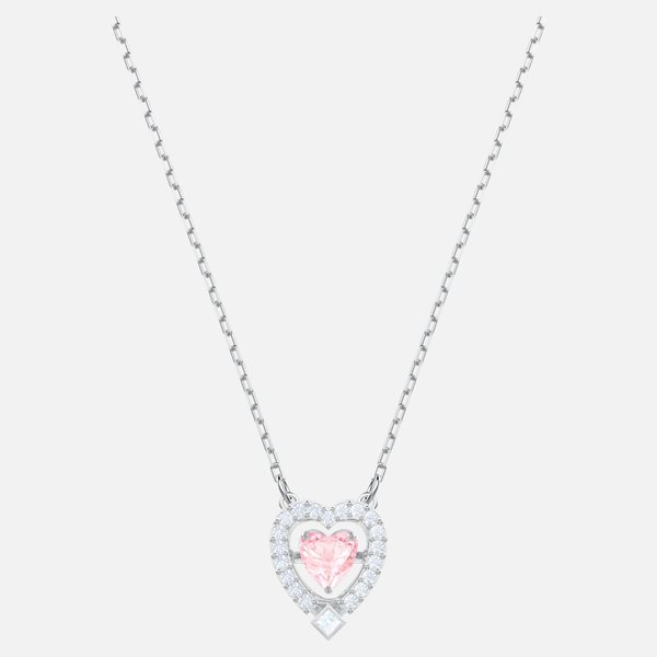 Swarovski Ezüst színű nyaklánc rózsaszín swarovski szívvel 5465284