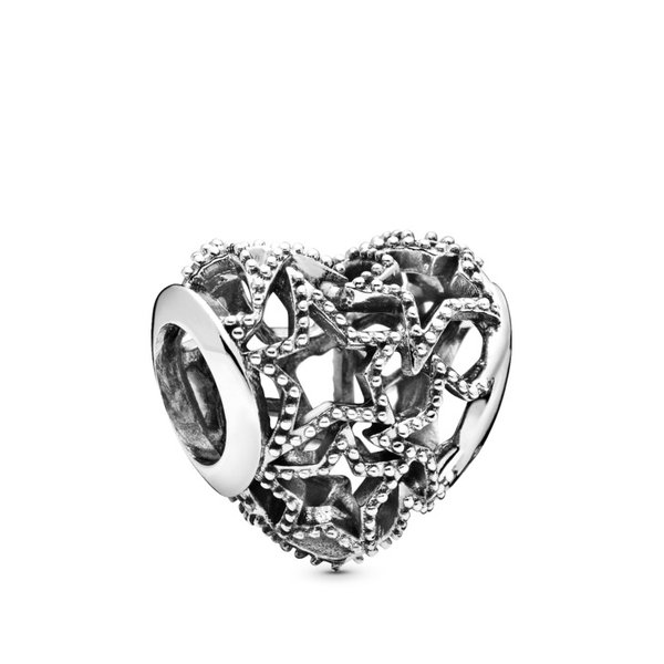 Pandora ékszer Áttört szív és csillagok ezüst charm 798462C00