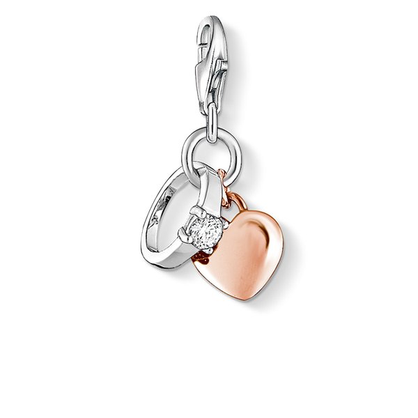 Thomas Sabo Ezüst gyűrű charm rozé szívvel 1000-416-14