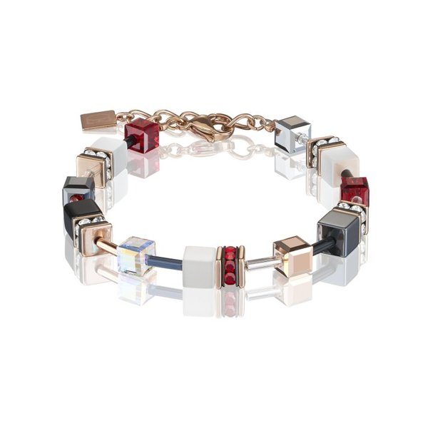 Coeur de Lion GeoCUBE piros rozé fehér hematit karkötő 4013/30-0300