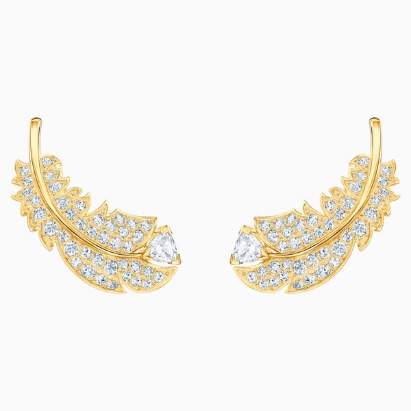 Swarovski Arany színű toll fülbevaló swarovski kristályokkal 5505623