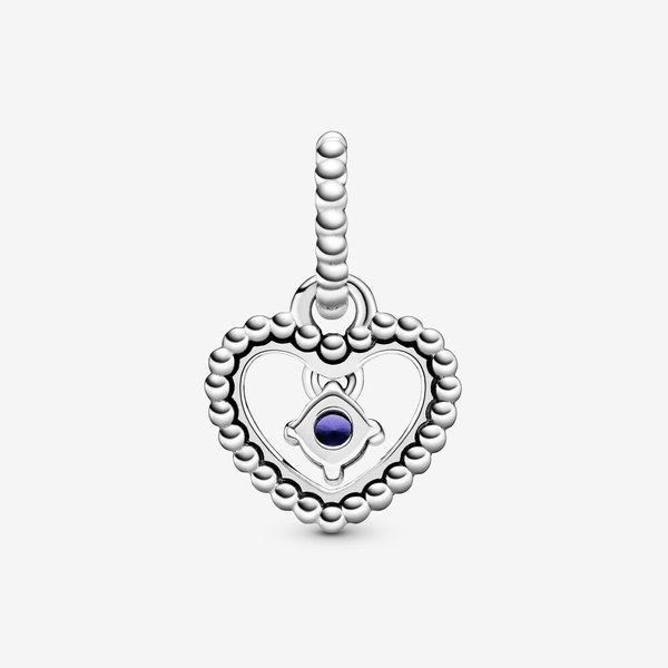 Pandora ékszer Tengerkék gyöngyös szív függő charm 798854C12