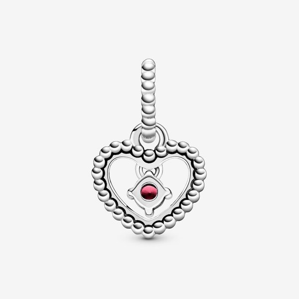 Pandora ékszer Sötétvörös gyöngyös szív függő charm 798854C08
