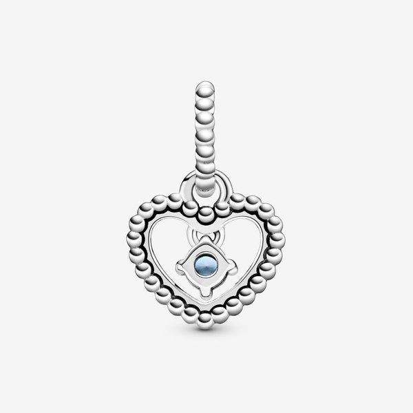 Pandora ékszer Égkék gyöngyös szív függő charm 798854C07