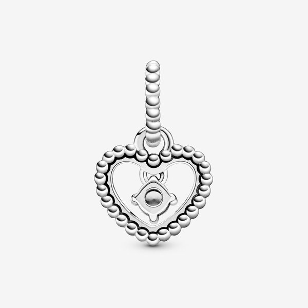 Pandora ékszer Tejfehér gyöngyös szív függő ezüst charm 798854C04