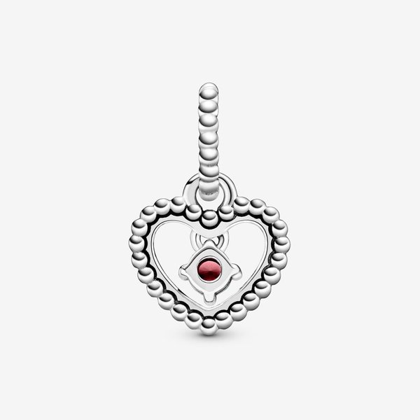 Pandora ékszer Tűzpiros gyöngyös szív függő charm 798854C02
