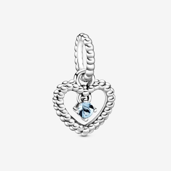 Pandora ékszer Vízkék gyöngyös szív függő charm 798854C01